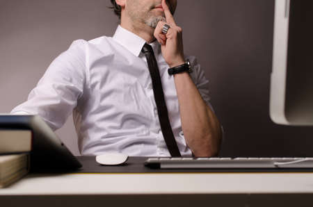 Handsome man working on a computer