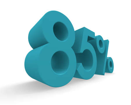 85 percent in turquoise on a white background 3d rendering