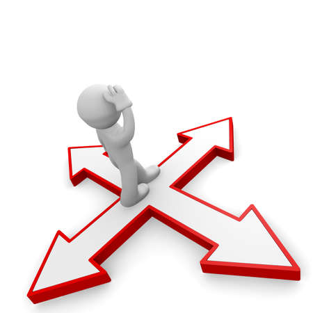 Small character with four different ways, 3d renderingの写真素材