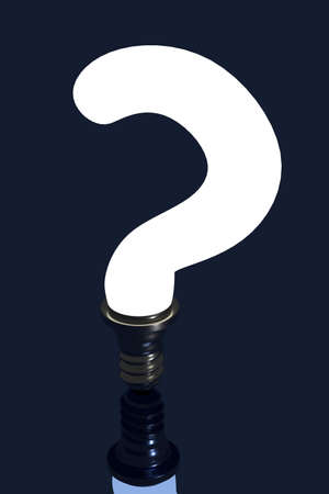 Question mark light bulb on a blue background, 3d rendering