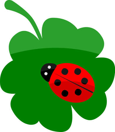 Vector illustration of a lady bug on a clover, success conceptのイラスト素材