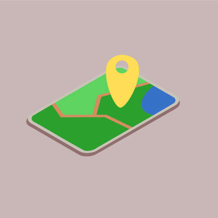 Mobile device with a map vector icon illustrationのイラスト素材