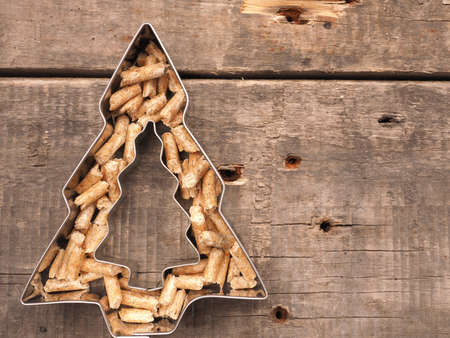 Wooden pellets, alternative energy concept imageの写真素材