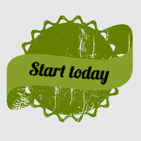 Grunge stamp in green with the words start today, vector illustrationのイラスト素材
