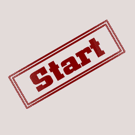 Red stamp with the word start and dot texture, vector illustrationのイラスト素材