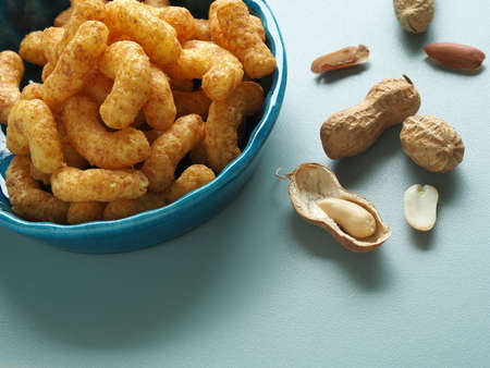 Peanut doodles and peanuts on a modern kitchen table
