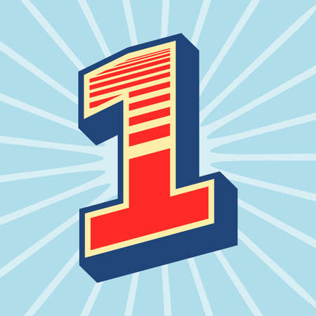 Number one vector illustration retro styleのイラスト素材