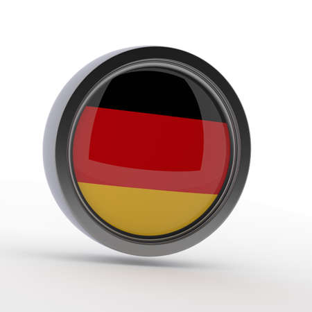 Steel badge with the German flag, 3d rendering on whiteの写真素材