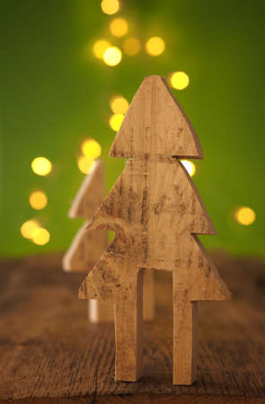 Christmas background with a tree shape and blurred lightsの写真素材
