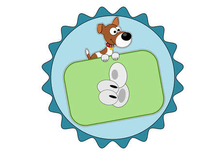 Badge with a cute terrier and a dog thumb up iconのイラスト素材
