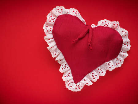 Red heart shape, conceptual Valentines Day background with space for textの写真素材