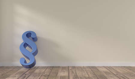 Bright room with big blue paragraph icon, 3d renderingの写真素材