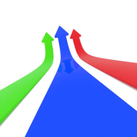 Colorful upswing arrows on a white background, 3d renderingの写真素材