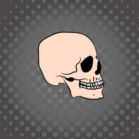 Hand drawn skull on a dark background with dots, vector illustrationのイラスト素材