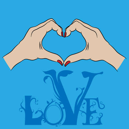 Two female hands forming a heart, love concept vector illustrationのイラスト素材