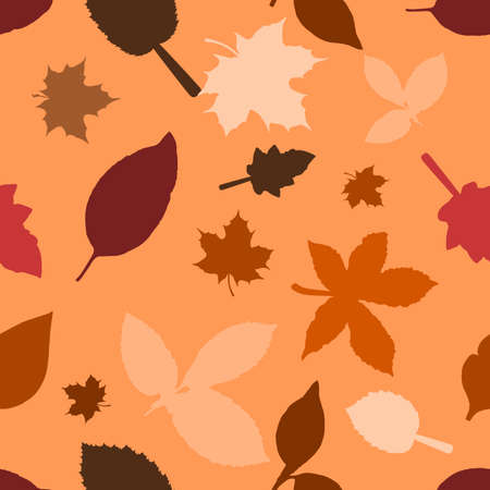 Autumn leaves seamless background, seasonal vector illustrationのイラスト素材
