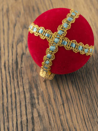 Old vintage Christmas decoration on a wooden table