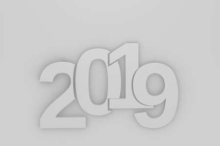 Flat style number 2019 using as background, 3d renderingの写真素材