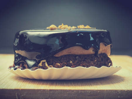 Sweet pastry with chaocolate close up shot
