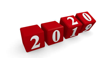 New Year 2020 concept 3d image on a white background, 3d rendering