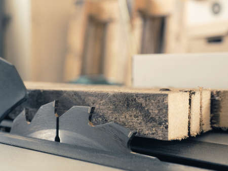 Close up of a circular saw in a joinery