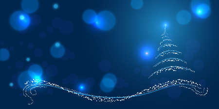 Magical blue Christmas background with a tree shape, vector illustrationのイラスト素材