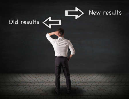 Old results vs new results, new mindset or change business conceptの写真素材