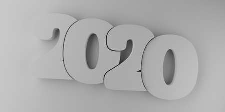 Flat style number 2020 using as background, 3d renderingの写真素材
