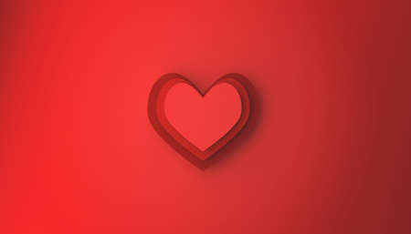 Modern Valentines Day or birthday card background with stacked heart shapes, 3d renderingの写真素材