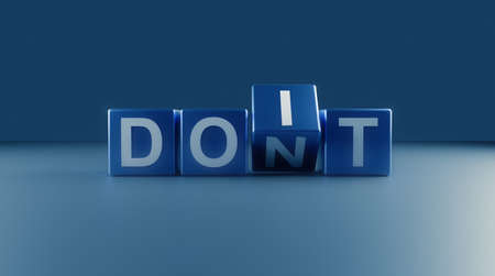 Do it concept on shiny blue blocks, 3d rendering