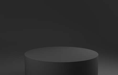 Dark grey podium on an anthracite background, 3d renderingの写真素材