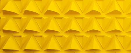 Abstract modern yellow pyramid background, 3d rendering