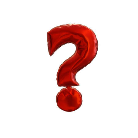 Red balloon question mark on a white background, 3d rendering