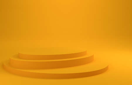 Yellow podium on a yellow background, 3d renderingの写真素材