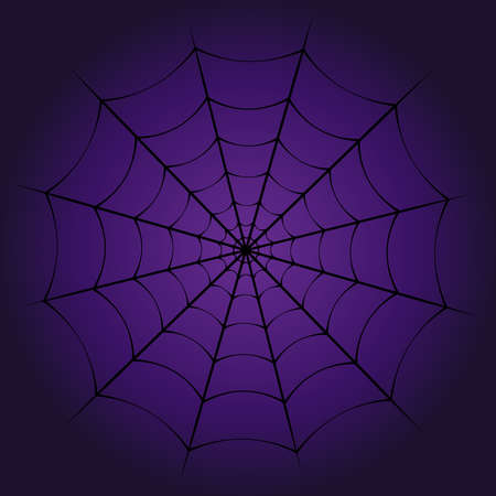 Halloween background with a spider web and dark purple gradient backgroundのイラスト素材