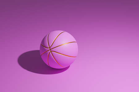 Pink basketball with golden lines on a pink background, 3d renderingの写真素材