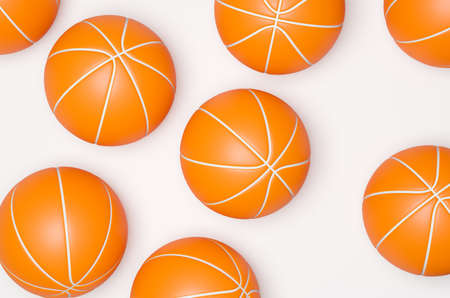 Many basketballs on a bright background, 3d renderingの写真素材