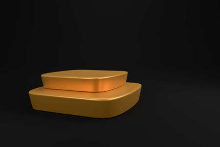 Golden podium on a dark background, 3d rendering