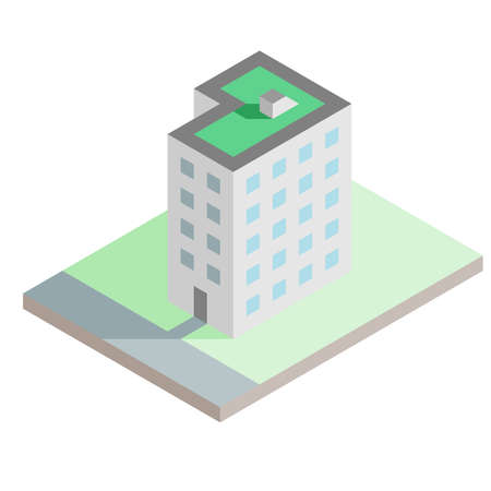 Isometric skyscraper building on a white background, vector illustrationのイラスト素材