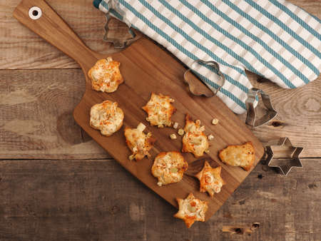 Spicy Christmas pastry in tarte flambÃ©e style, creative Christmas cuisine, Christmas bakeryの写真素材
