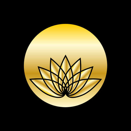 Abstract lotus flower logo design on a black background, vector illustrationのイラスト素材