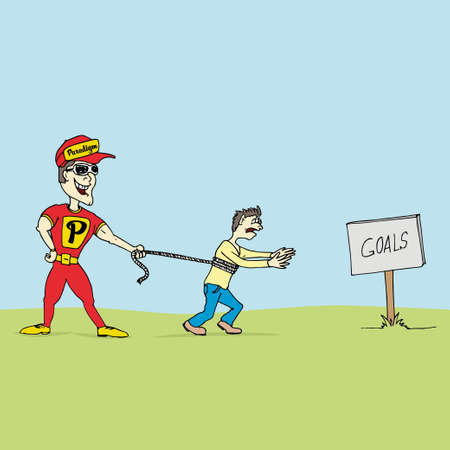 When your paradigns hold you back from your goals, vector cartoon illustrationのイラスト素材