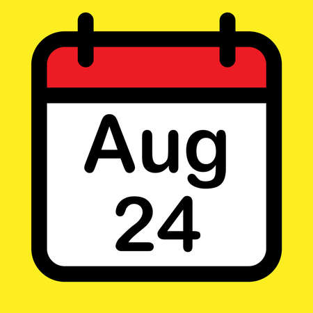 Calendar icon twenty fourth August, vector illustration