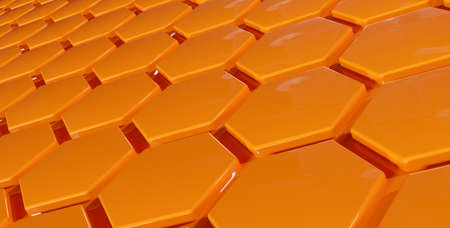 Abstract modern orange hexagon background, 3d renderingの写真素材