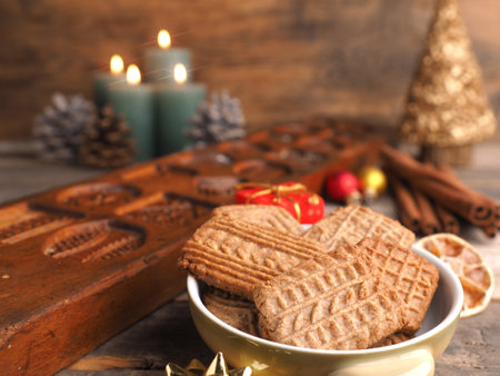 Christmas time, homemade speculoos cookies baking, Advent time, Christmas baking, seasonal foodの写真素材