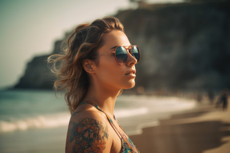 Portrait of a Young Pretty Girl at the Beachの素材