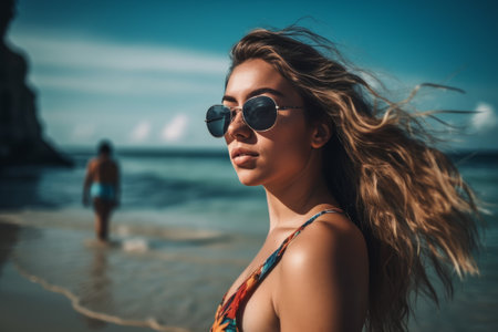 Portrait of a Young Pretty Girl at the Beachの素材