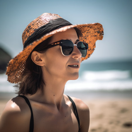 Portrait of a Young Pretty Girl at the Beachの素材