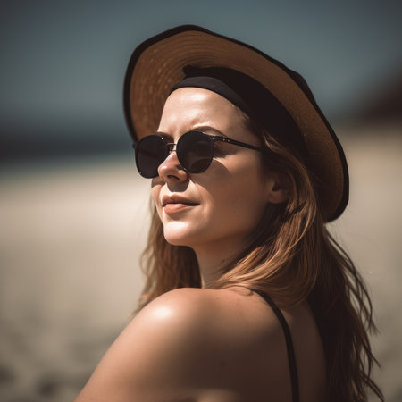 Portrait of a Young Pretty Girl at the Beachの素材