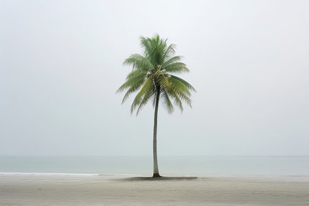 Palm Tree with Scenic Seascape Backgroundの素材